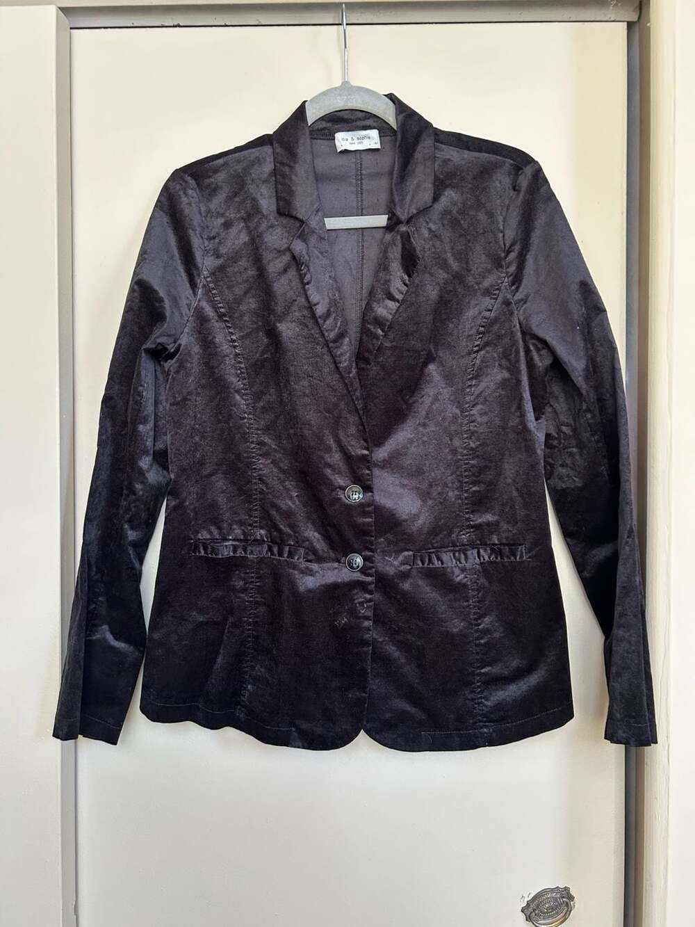 Lola & Sophie New York Black Velvet Two-Button Blazer Jacket